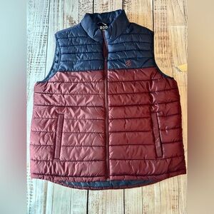 IZOD Men’s Puffer Vest XL | Maroon & Blue, Brand New with Tags
